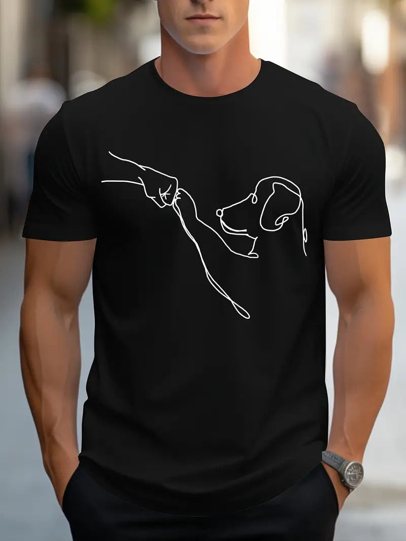 Herre T-shirt med Runde Halsudskæring og Sjovt Print - VovseFist