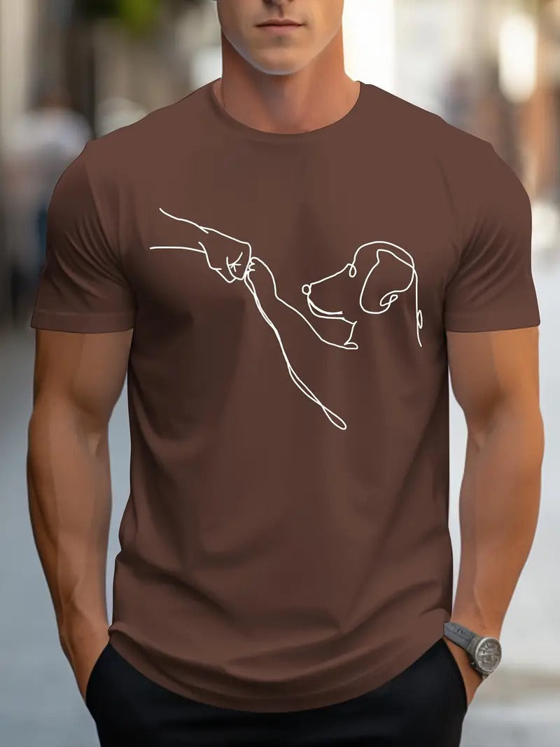 Herre T-shirt med Runde Halsudskæring og Sjovt Print - VovseFist