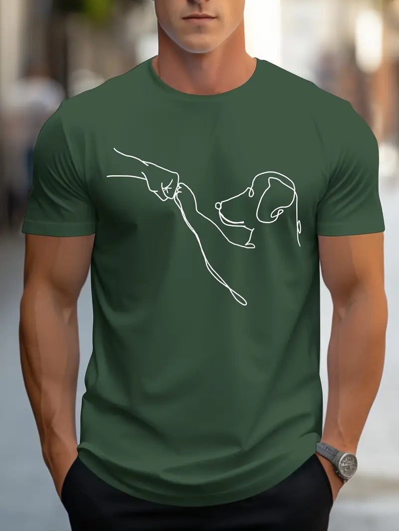 Herre T-shirt med Runde Halsudskæring og Sjovt Print - VovseFist