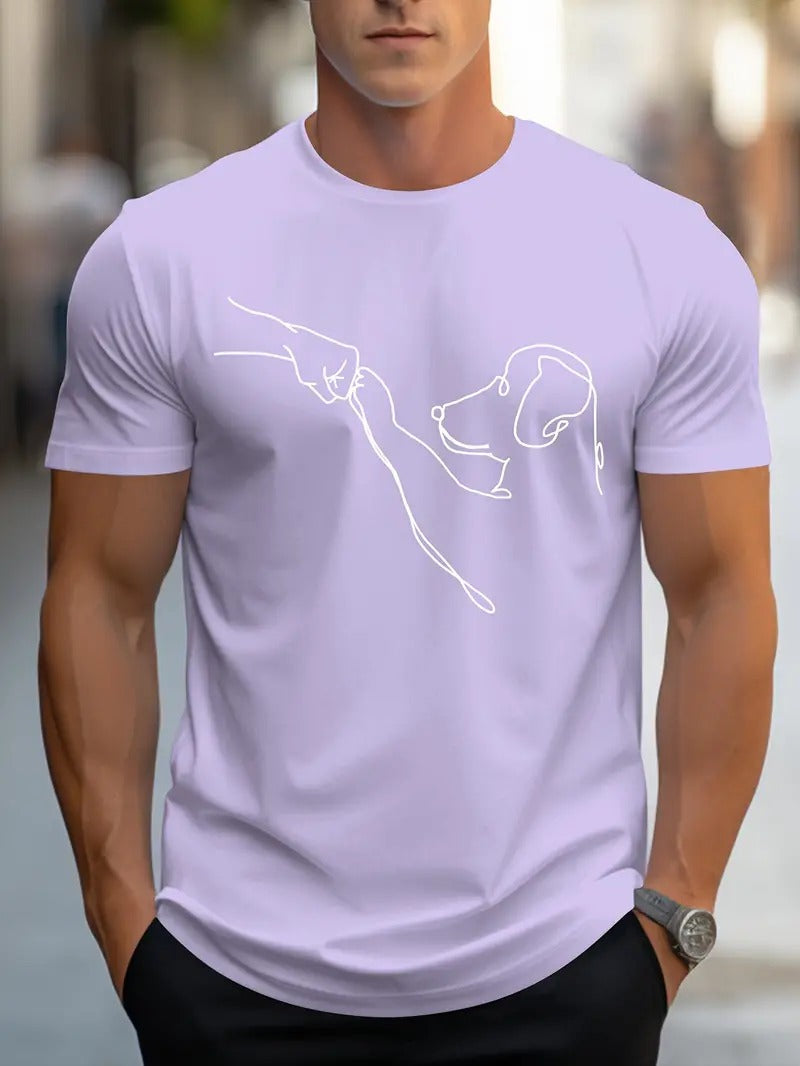 Herre T-shirt med Runde Halsudskæring og Sjovt Print - VovseFist