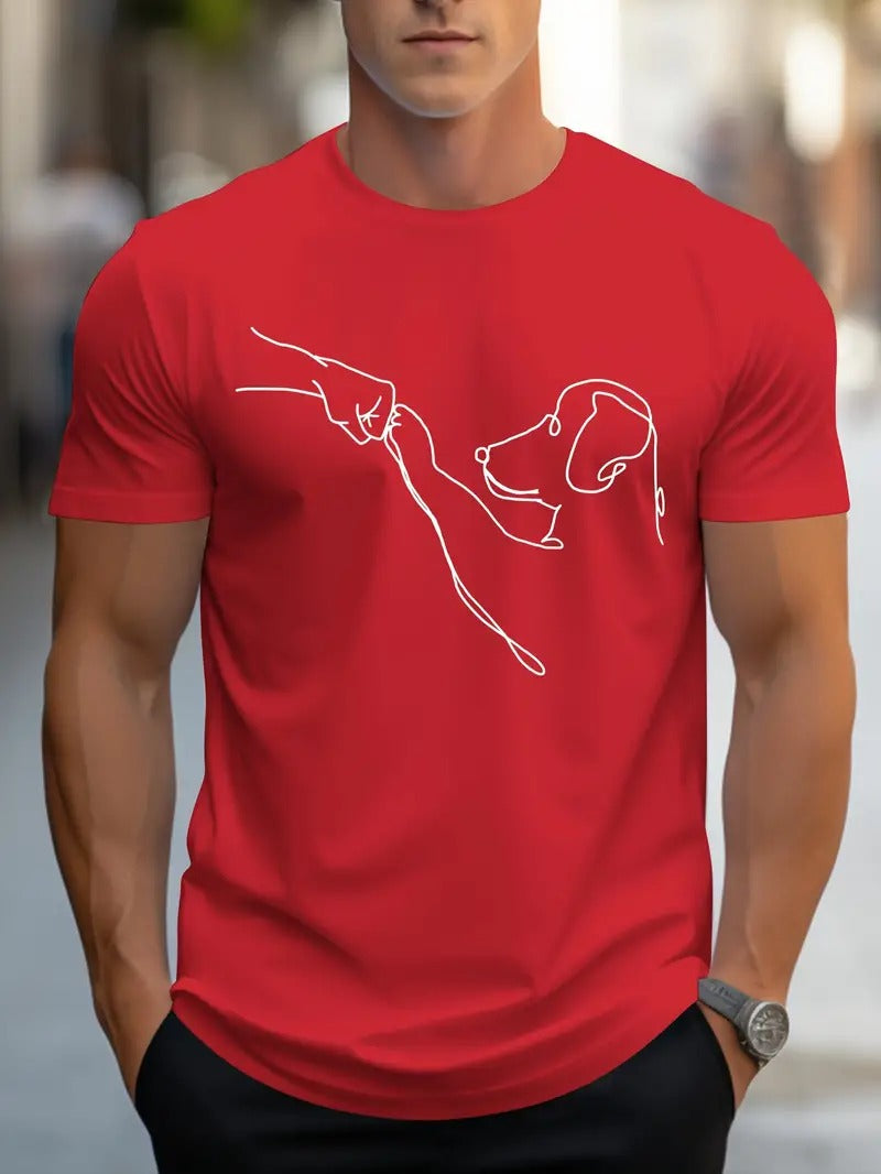 Herre T-shirt med Runde Halsudskæring og Sjovt Print - VovseFist