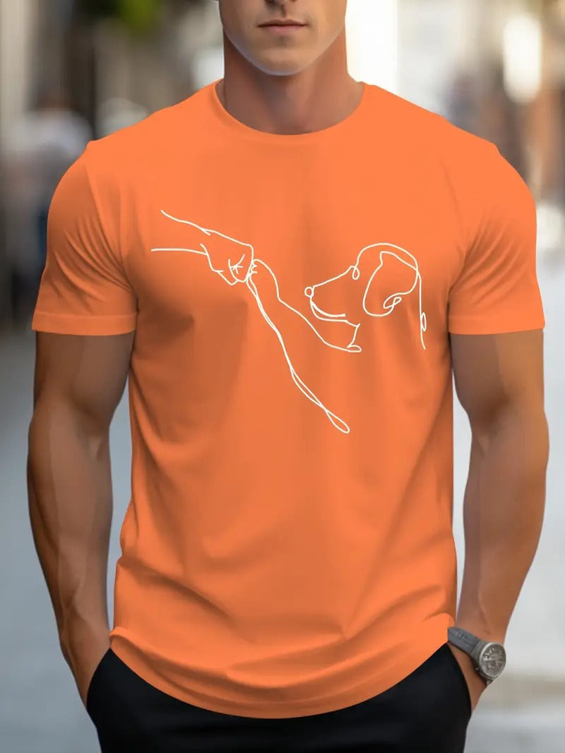 Herre T-shirt med Runde Halsudskæring og Sjovt Print - VovseFist