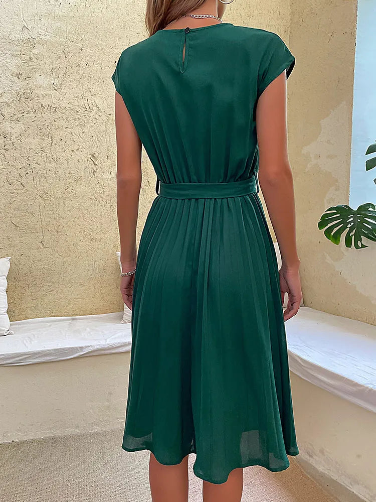 Feminint Midikjol med Plissering och Elegant Bindning