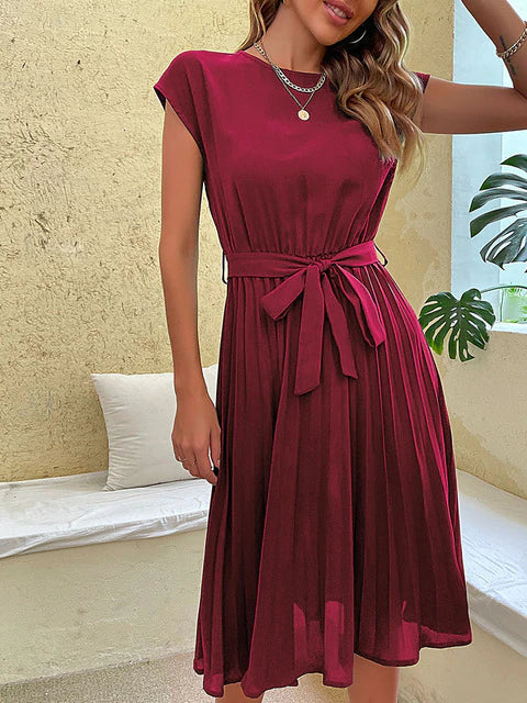Feminint Midikjol med Plissering och Elegant Bindning