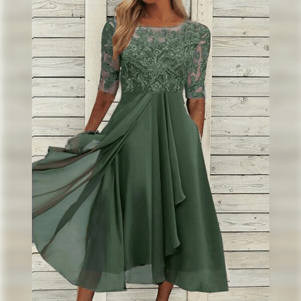 Elegant Midiklänning för Kvinnor – Sommarmode