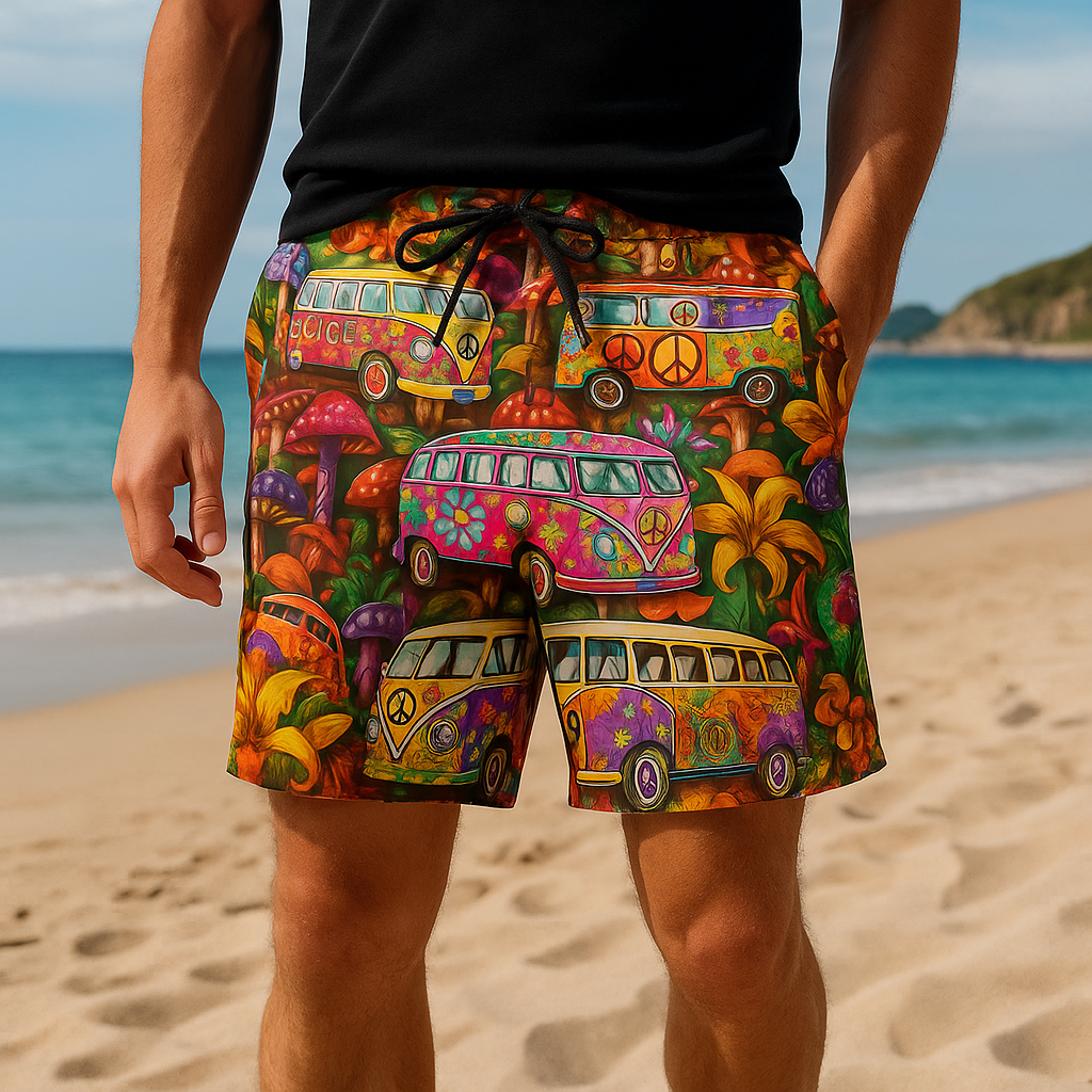 Stiliga Badeshorts med Graffiti-Design för Sommarens Äventyr