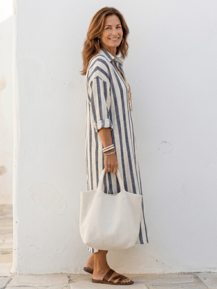 Stella | Stilrent Midikjol i Chic Randigt Design