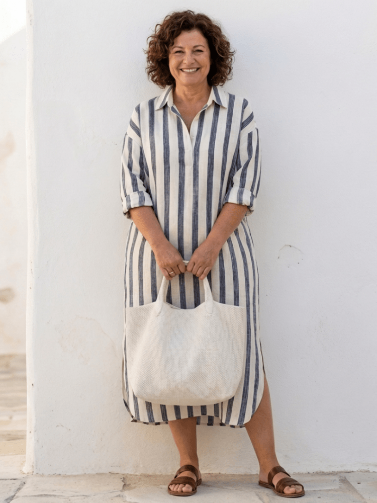Stella | Stilrent Midikjol i Chic Randigt Design