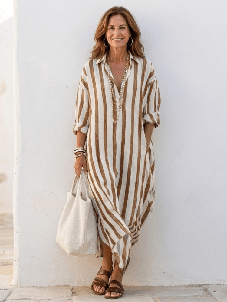 Stella | Stilrent Midikjol i Chic Randigt Design