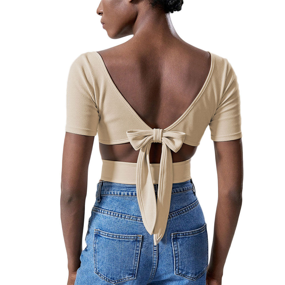 Chic cropped T-Shirt med stilfuld firkantet udskæring