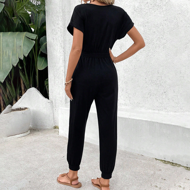Elegant Jumpsuit til Kvinder med Justerbar Talje og Stilige Lommer