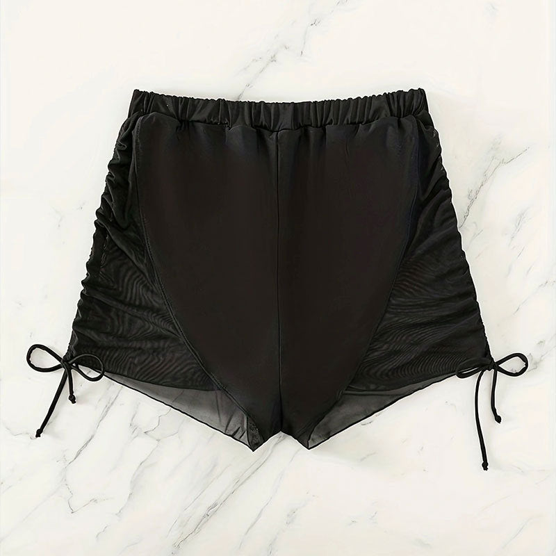 Feminina Badshorts med Rynkdetaljer och Bekväm Passform