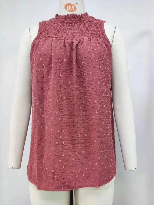 Uppfriskande Ärmellös Blus med Elegant Drapering