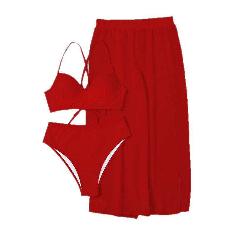Feminint Bikiniset med Chic Bandeau och Högmidjad Underdel