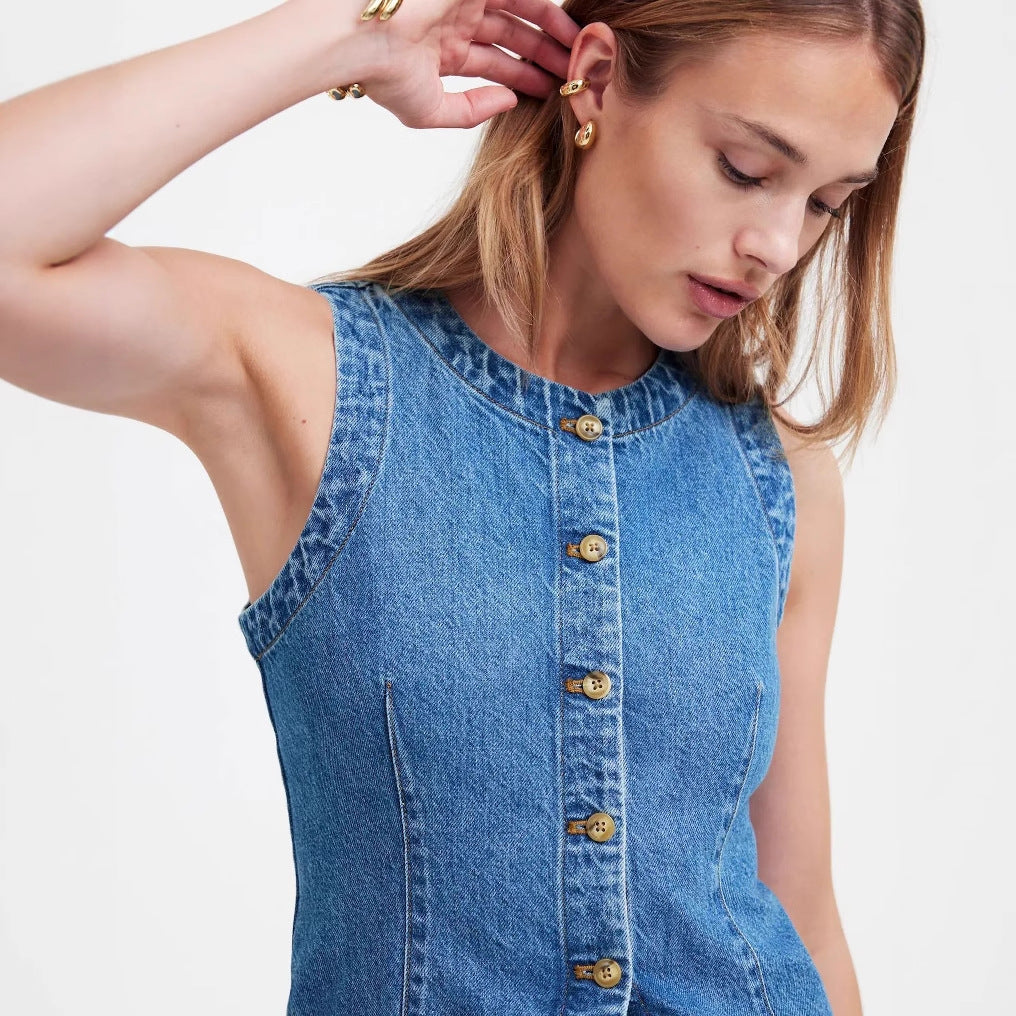 Klassisk Denim-vest til den moderne kvinde