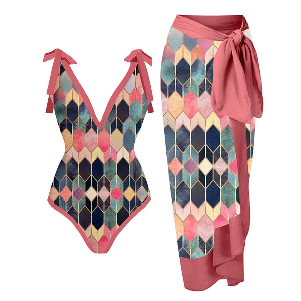 Elegant Badhälsning Set med Chic Knytdräkt