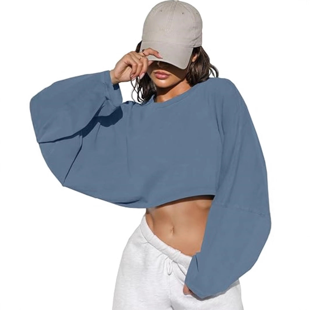 Moderne cropped Sweatshirt med voluminøse ærmer