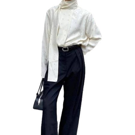 Sofistikerad Blus med Rosett och Mönstrad Design