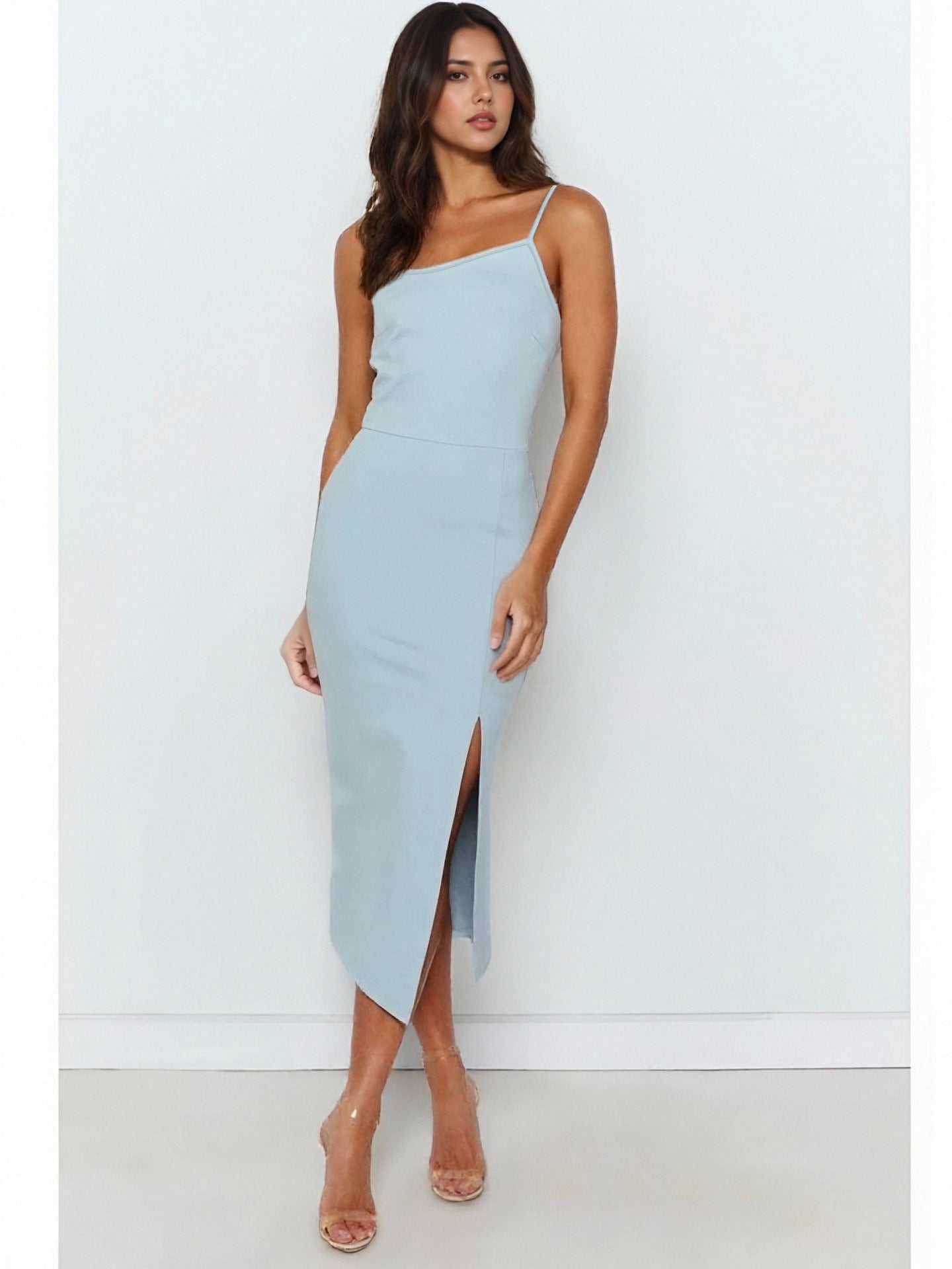 Sofistikerat ärmlöst Midi-Klänning med elegant slit