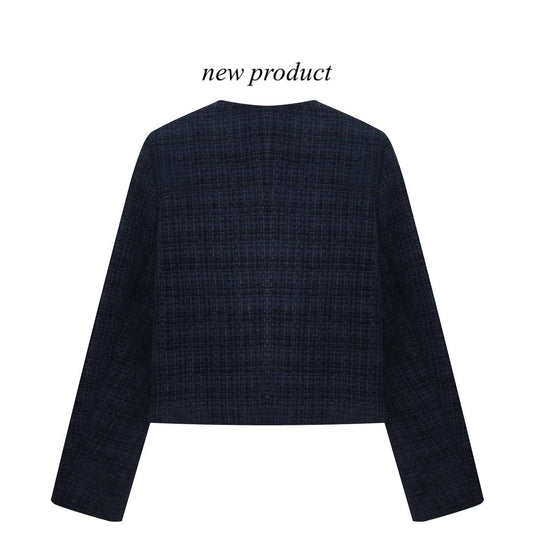 Chic cropped blazer med gulddetaljer