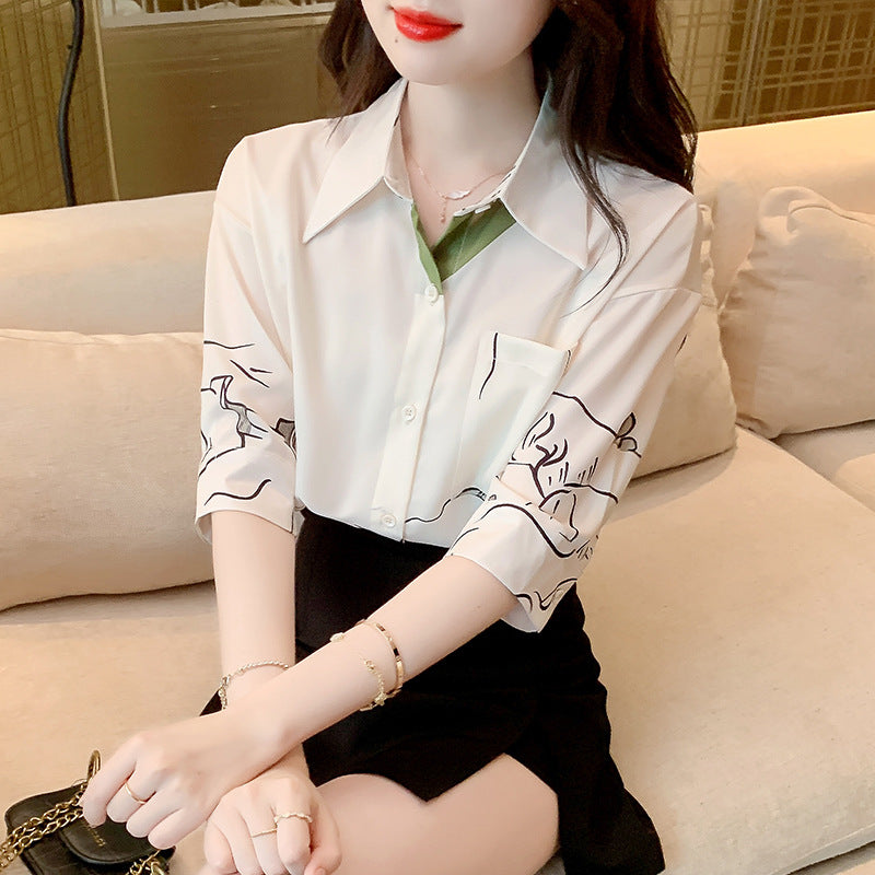Chic Bluse til Kvinder med Grafisk Flair
