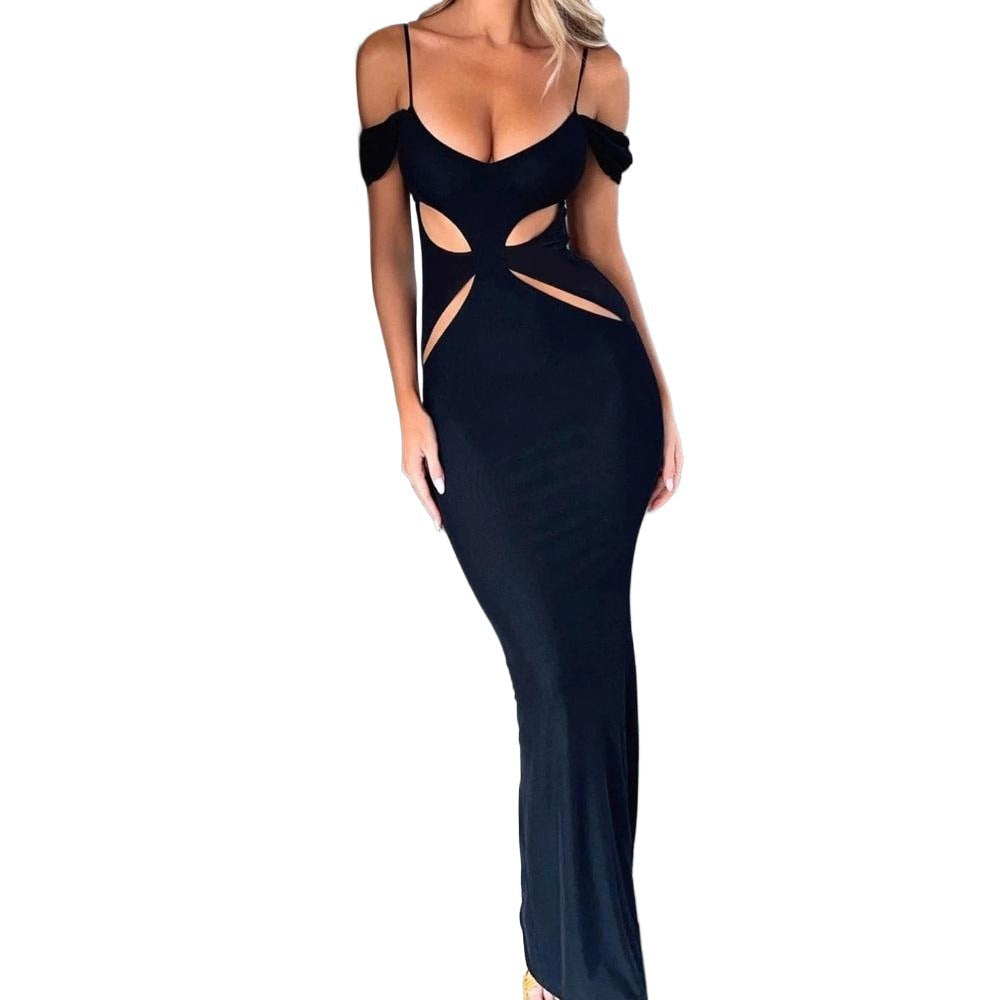 Feminint Cut-Out Maxikjole med Elegante Detaljer
