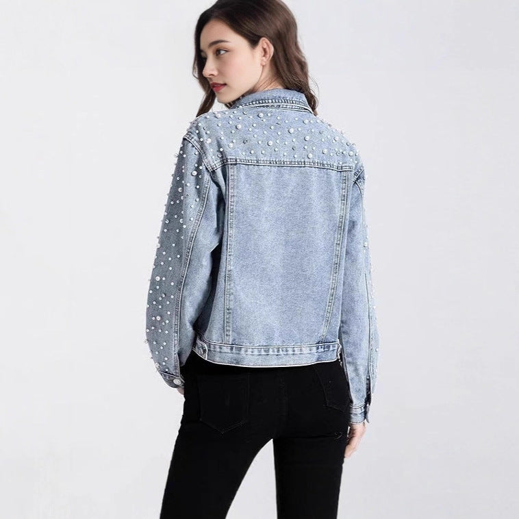Pärlbesatt Jeansjacka för Kvinnor – Stilfull Elegans