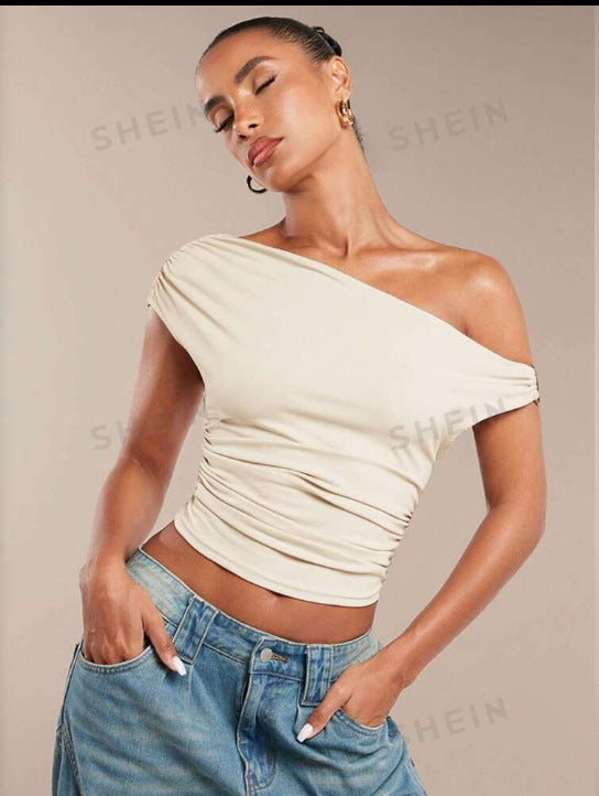 Asymmetrisk Crop-Top med Elegant Vågdesign