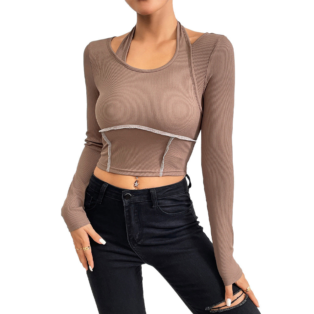 Stilfuldt cropped langærmet top med unikt design