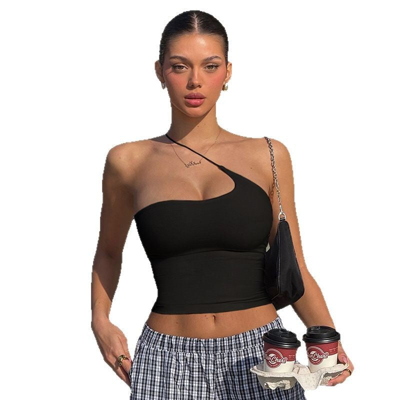 Asymmetriskt Cropped Top med Justerbara Axelband
