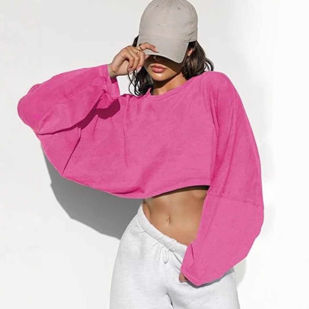 Moderne cropped Sweatshirt med voluminøse ærmer