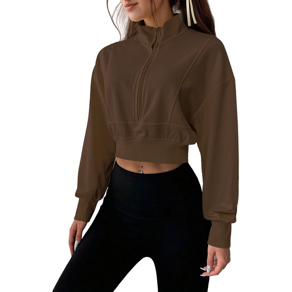 Stilfuld cropped Sweatshirt med høj lukning og blødt stof