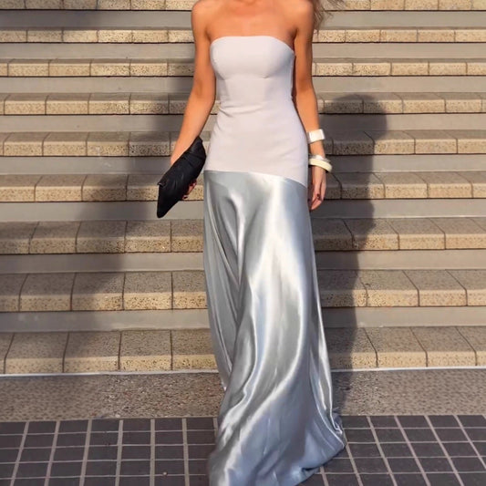 Elegant Kvällsklänning med Glamourös Drapp och Stil