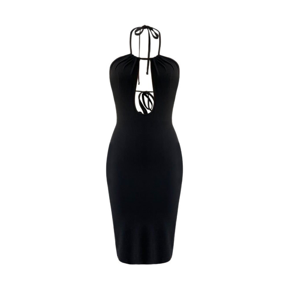 Feminint Bodycon Kjole med V-udskæring og Elegant Halter