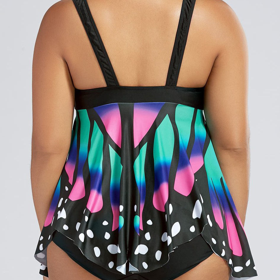 Damswimwear med åtsittande kjol och justerbara axelband