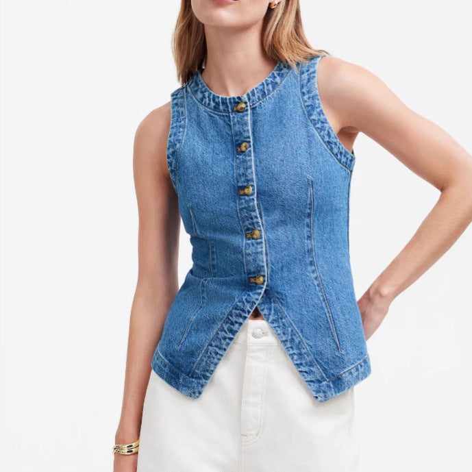 Klassisk Denim-vest til den moderne kvinde
