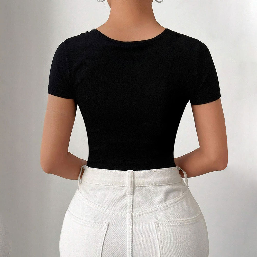 Dambody med asymmetrisk snitt och draperingar
