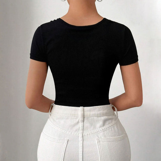 Dambody med asymmetrisk snitt och draperingar