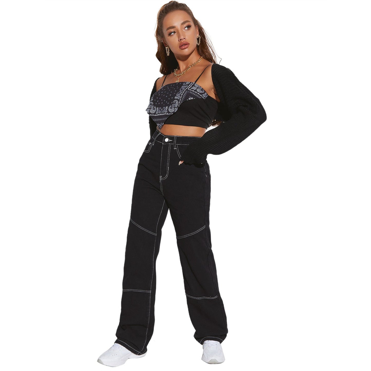 Elegant Wide-Leg High-Waist Jeans til Den Moderne Kvinde