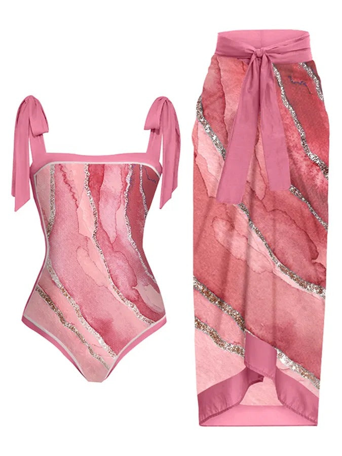 Elegant Badhälsning Set med Chic Knytdräkt