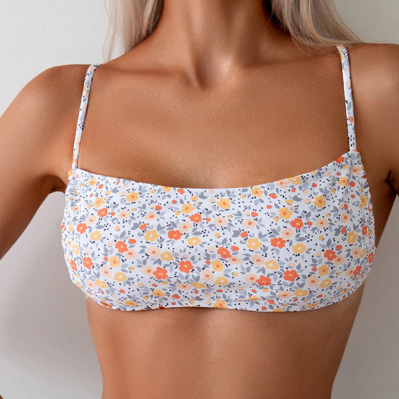 Blomstrande Bandeau-Bikiniöverdel för Stilsäkra Kvinnor