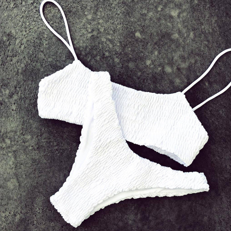 Bikini-set för kvinnor med rynkat mönster
