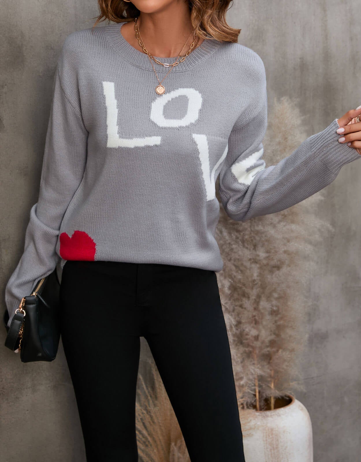 Chic Strikket Pullover med Unik Grafik