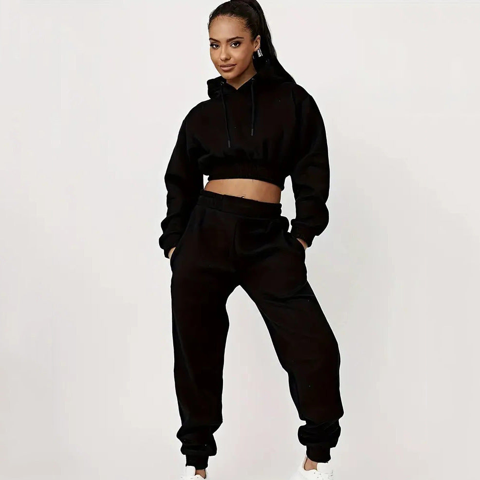 Moderne cropped Sweat-set til kvinder med justerbar talje