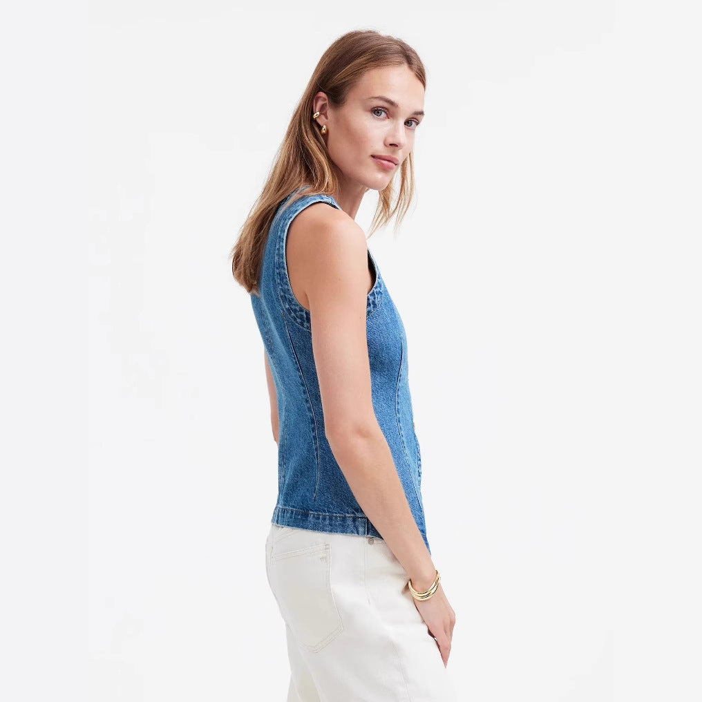 Klassisk Denim-vest til den moderne kvinde