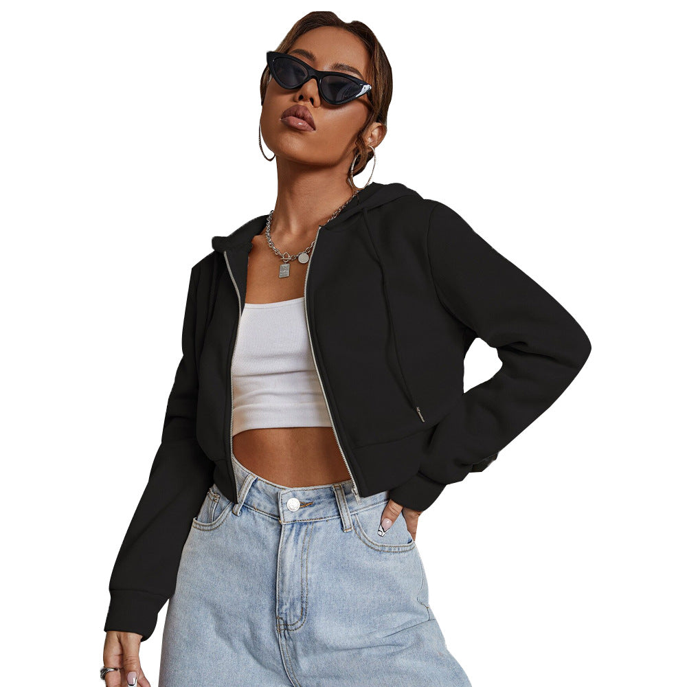 Chic croppad hoodiejacka för dam i modern design