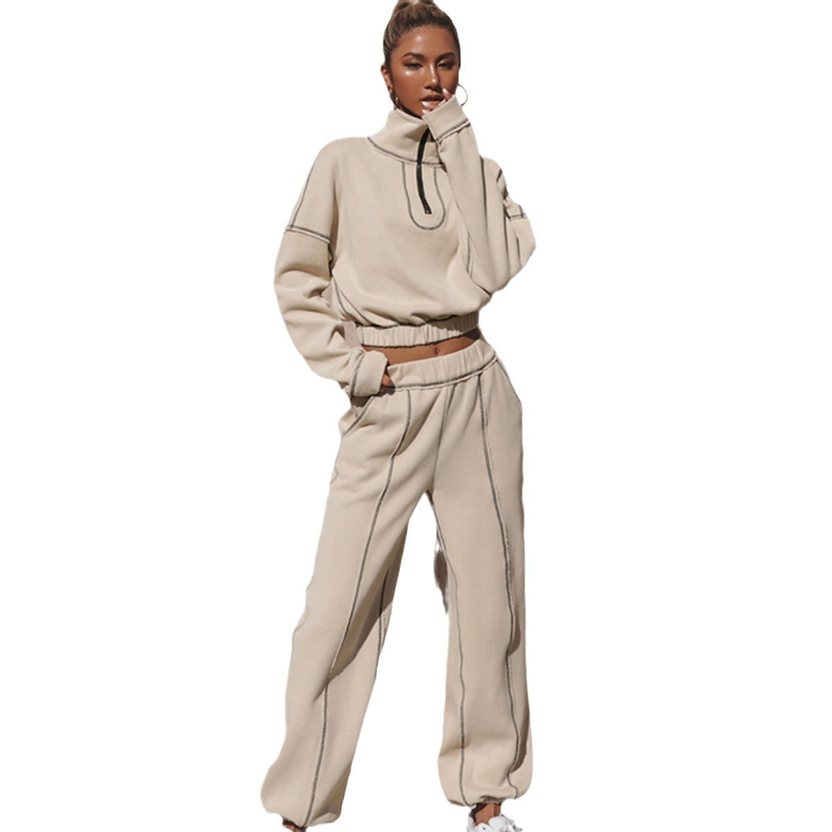 Stilfuld cropped Sweatshirt med lynlås til kvinder