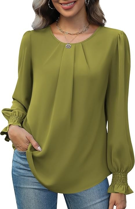 Denim Chic Bluse med Puffærmer