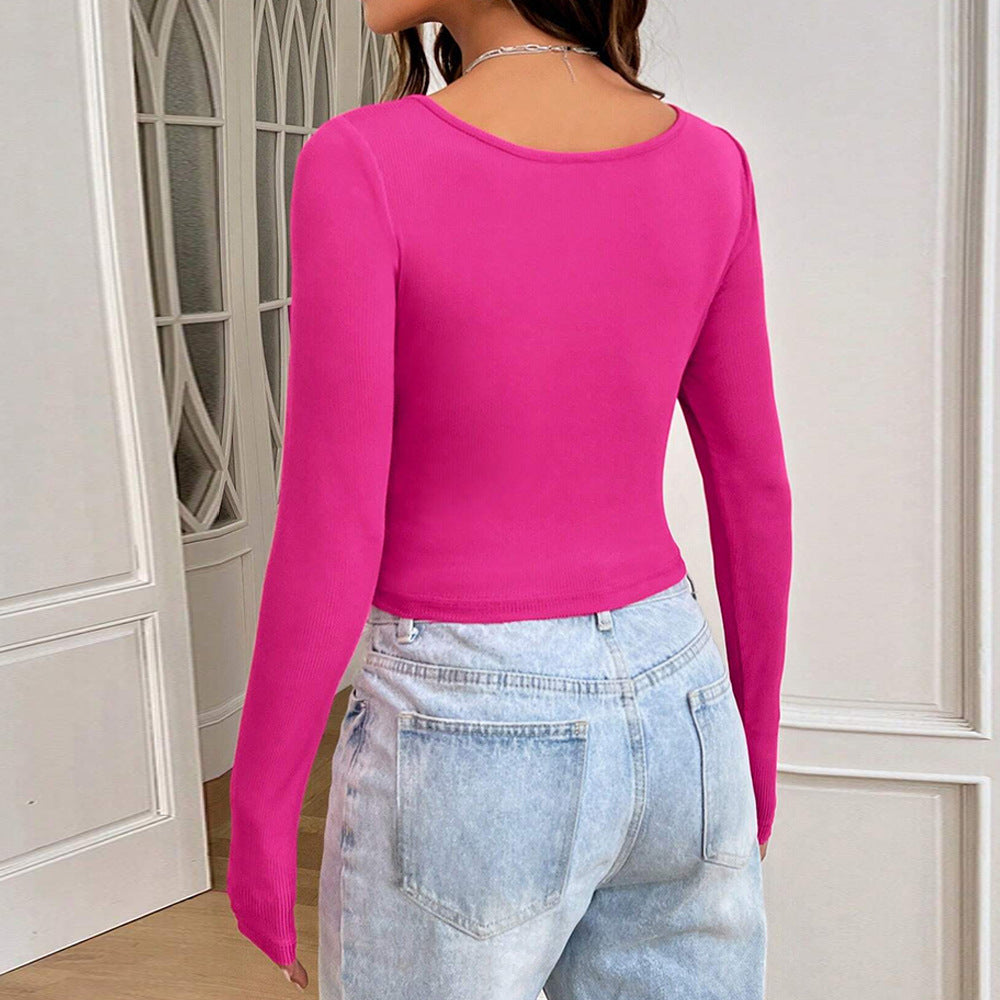 Modern Cropped Långärmad T-shirt med Unik Skärning