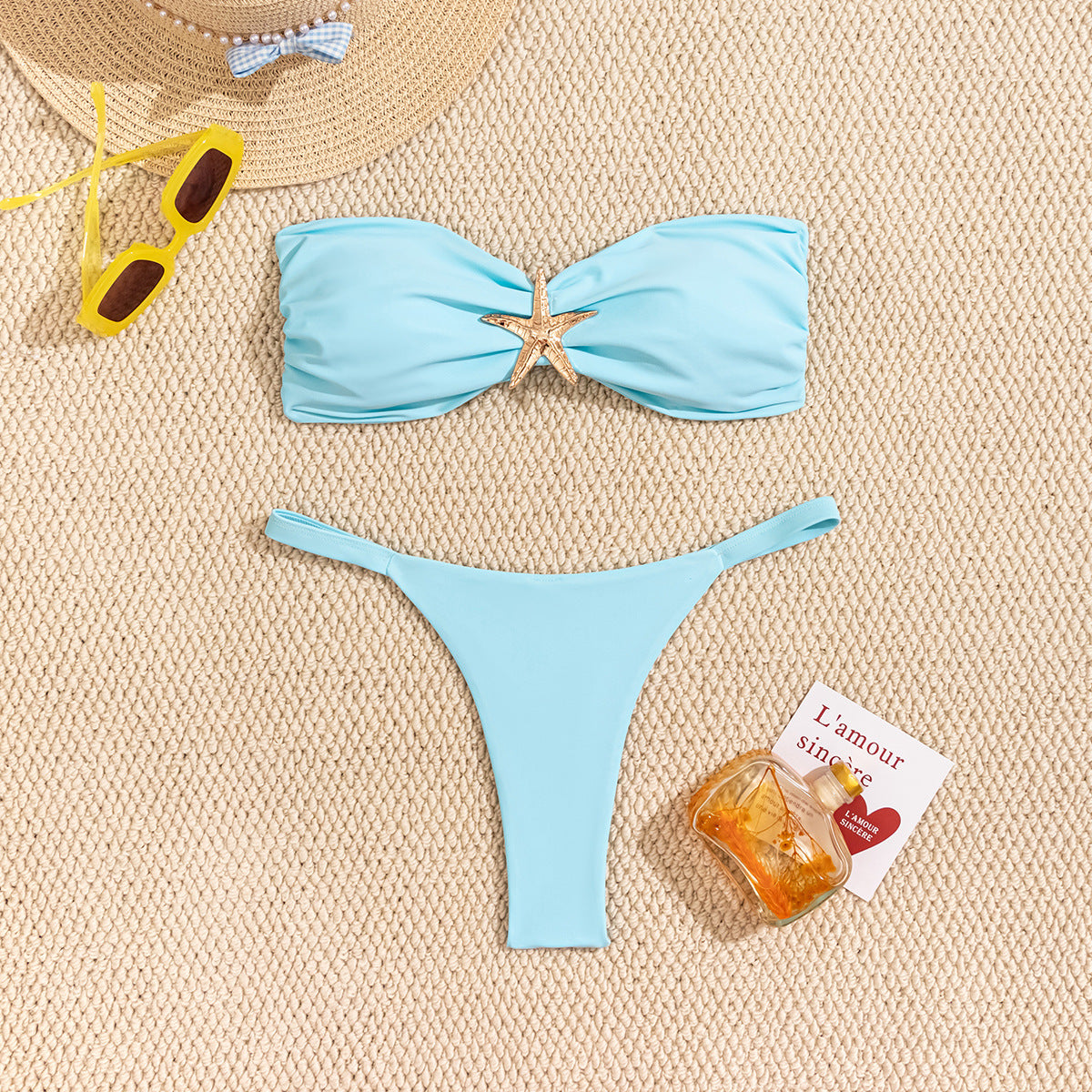 Stilren Bandeau-Bikini med Glittrande Stjärna
